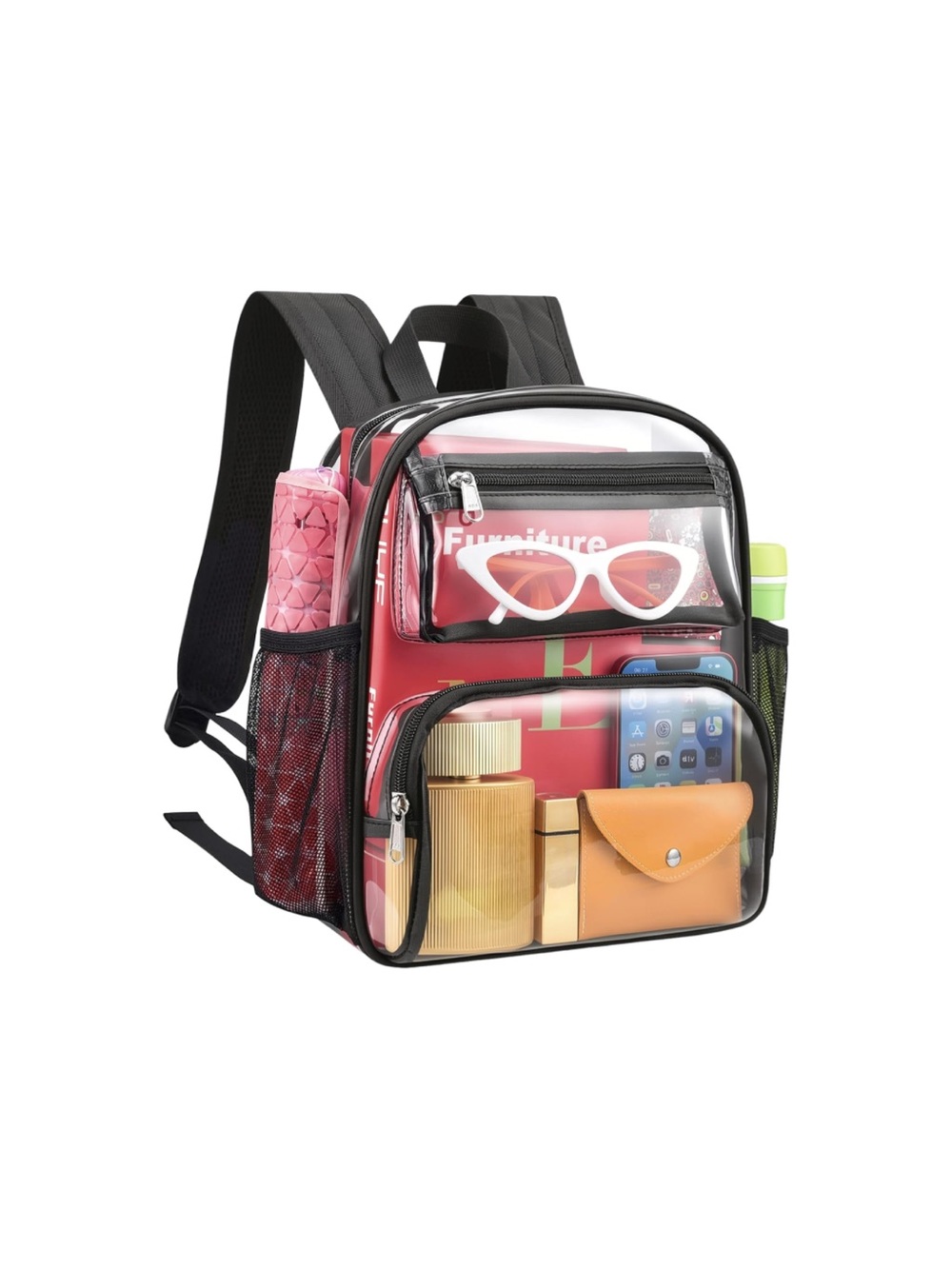 Clear PVC Backpack with Black Trim